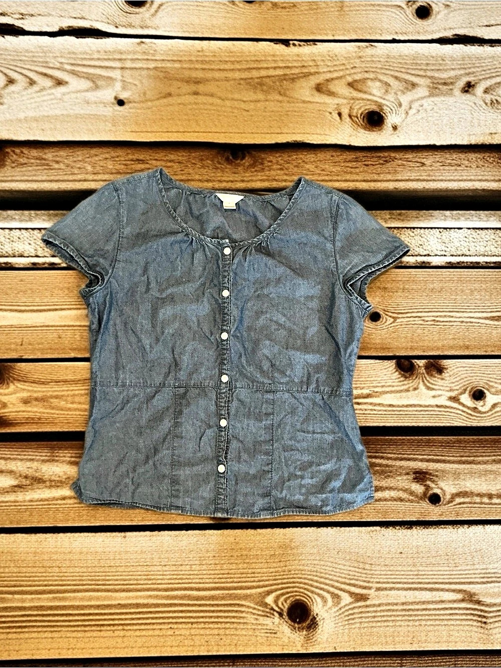 Christopher & Banks Button Front Top in Soft Denim Size Small Like New